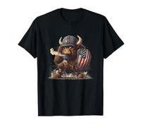 America Shield Bison Costume for Cartoon Bisons Lovers T-Shirt