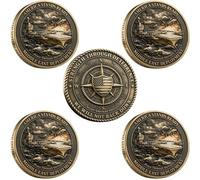 America Stands Ready Challenge Coin - Middle East Deployment Edition with Aircraft Carrier & USA Flag Engraving, Peace Through Strength, for Veterans, Collectors, Active Duty (5pcs)