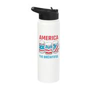 America The Brewtiful Funny July 4th Patriotic Stainless Steel Insulated Water Bottle