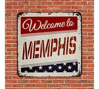 America The Stars And Stripes Flag Welcome to Memphis City County Vintage Metal Tin Sign Plaque Metal Art Prints Sign Plaque Nostalgic Room Wall Sign for Cafe Cafe Decoration Home Decor 10x10 Inch