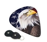 America Us Flag Bald Eagle 6 Pack Guitar Picks With Holder, Personalized Guitar Plectrums Non-Slip Portable Ukulele Bass Picks 0.71mm For Acoustic Guitar Lovers Gifts