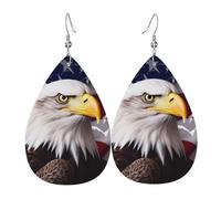 America US Flag Bald Eagle Earrings for Women Teardrop Dangle Earrings Boho Lightweight Unique Leather Earrings Fashion Pendant for Birthday Gift Fashion Jewelry