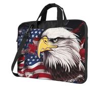 America US Flag Bald Eagle Laptop Bag Business Briefcase for Men Women Water Resistant Laptop Shoulder Bag, Black, 13 inch