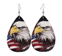 America US Flag Bald Eagle Leather Earrings for Women Teardrop Earrings Lightweight Dangle Drop Earrings Cute Jewelry Gift