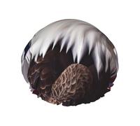 America US Flag Bald Eagle Shower Cap for Women Men Large Reusable Shower Bonnet Double-Layer Waterproof Bath Caps Elastic Band Hair Hat for All Hairstyles, Travel-Friendly