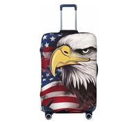 America Us Flag Bald Eagle Travel Luggage Cover Suitcase Protector Washable Elastic Suitcase Cover Anti-Scratch Luggage Protector X-Large Travel Suitcase Baggage Cover Fits 18-32 Inch Suitcase, Black