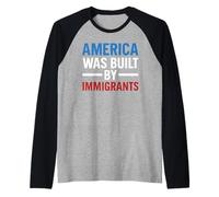 America Was Built By Immigrants Protest Pride Migra USA Flag Raglan Baseball Tee