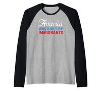 America Was Built By Immigrants Protest Pride Migra USA Flag Raglan Baseball Tee