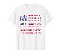 America was Built BY Immigrants - Refugee Rights USA Flag Value Graphic T-Shirt, Men, White, XL