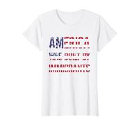 America was Built BY Immigrants - Refugee Rights USA Flag Value Graphic T-Shirt, Women, White, L