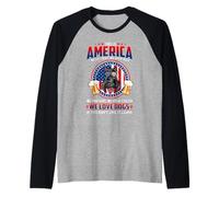 America We Love Dogs Scottish Terrier Dog Beer 4th of July Raglan Baseball Tee