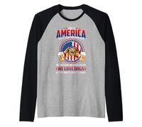 America We Love Dogs Vizsla Dog and Beer 4th of July Raglan Baseball Tee