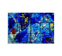 America Windows by Marc Chagall - Abstract Expressionism Stained Glass Art Poster for Wall Decor, Featuring Blue Palette And Symbolic Elements Canvas Art And Wall Art Picture Print Modern Family Bedro