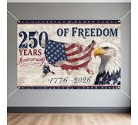 American 250 Years of Freedom Backdrop 1776-2026 American 250 Anniversary Party Decoration 250th USA Independence Patriotic Photo Booth Background for Independence Day 4th of July-3.6 x 6 Ft