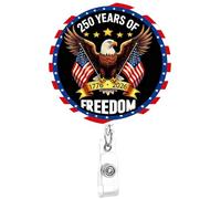 American 250th Anniversary Badge Holder Retractable Clip Freedon Eagle Nurse Badge Reel Retractable ID Badge Alligator Clip Acrylic Badge Clip for Teacher Student Cop CNA Work RN