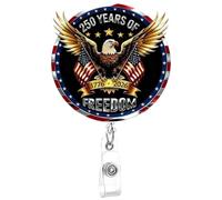 American 250th Anniversary Badge Holder Retractable Clip Freedon Gold Eagle Nurse Badge Reel Retractable ID Badge Alligator Clip Acrylic Badge Clip for Teacher Student Cop CNA Work RN