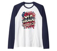 American 6TH Grade Vibes First Day My Patriotic Teacher Crew Raglan Baseball Tee