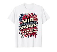 American 6TH Grade Vibes First Day My Patriotic Teacher Crew T-Shirt