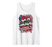 American 6TH Grade Vibes First Day My Patriotic Teacher Crew Tank Top