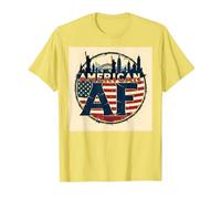 American AF Patriotic USA Flag Skyline Design T-Shirt, Men, Lemon, M