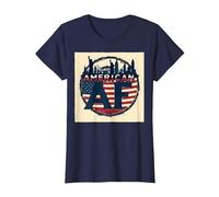 American AF Patriotic USA Flag Skyline Design T-Shirt, Women, Navy, 3XL