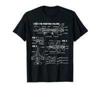 American Aircraft Fighter F16 Falcon Blueprint T-Shirt