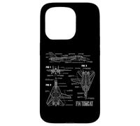 American Aircraft Jet Fighter F14 Tomcat Blueprint Case for iPhone 15 Pro