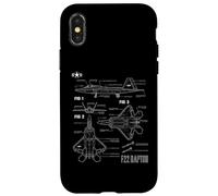 American Aircraft Stealth Fighter F22 Raptor Blueprint Case for iPhone X/XS
