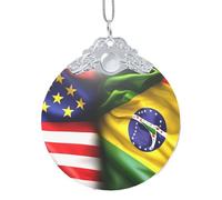 American And Brazilian Flags Christmas Glass Sign Party Supplies Festive Decor Ornaments For Holiday Party Atmosphere