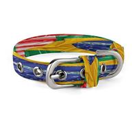 American and Brazilian Flags Dog Collar Adjustable Pet Collar Stainless Steel D-Ring Collar Oxford Cloth Cat Collar Strap with Metal Buckle for Small Medium Dog