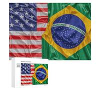 American and Brazilian Flags Jigsaw Puzzle Challenging Fun Puzzle Wooden Jigsaw Puzzles for Adults Families 300 PCS