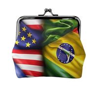 American and Brazilian Flags Small Makeup Bag for Purse, Mini Portable Cosmetic Bags, for Gym and Daily Use
