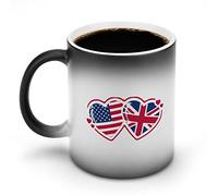 American And British Flag Heart Color Changing Coffee Mugs Heat Sensitive Ceramic Mug Tea Cup Unique Gifts