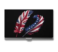 American and British Flags Business Card Holder Metal Wallet Credit Card ID Case for Men Women