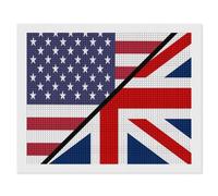 American And British UK Flag Diamond Art DIY Diamond art Kits Full Square Drill Diamond Picture for Home Wall 16"x20"