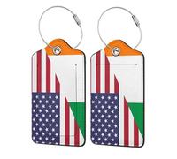 American and Irish Flag Luggage Tag for Suitcase Leather Suitcase Tags with Privacy Cover for Travel Bag Suitcase
