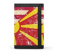 American and Macedonia Retro Flag Trifold Wallet Cute Card Slots Holder Clutch Purse Wallets for Men Women