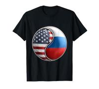 American and Russian Yin Yang Flag for Expats Dual Heritage T-Shirt