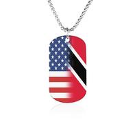 American And Trinidad And Tobago Flag Personalized Necklace Dog Tag Pendant Necklaces for Men Women Memorial Jewelry Stainless Steel