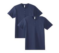 American Apparel Unisex CVC Henley T-Shirt, Style G2004CVC, 2-Pack, Heather Indigo (2-pack), Medium