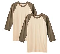 American Apparel Unisex-Adult CVC Raglan T-Shirt, Style G2003cvc, 2-Pack, Heather Bone/Heather Army (2-Pack), M