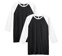 American Apparel Unisex CVC Raglan T-Shirt, Style G2003CVC, 2-Pack, Black/White (2-Pack), M