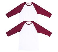 American Apparel Unisex CVC Raglan T-Shirt, Style G2003CVC, 2-Pack, White/Heather Cardinal (2-Pack), L