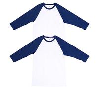 American Apparel Unisex CVC Raglan T-Shirt, Style G2003CVC, 2-Pack, White/Heather Indigo (2-Pack), M