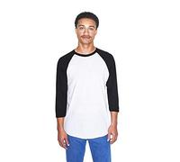 American Apparel Unisex's 50/50 Raglan 3/4 Sleeve T-Shirt, 2-Pack, White/Black, S
