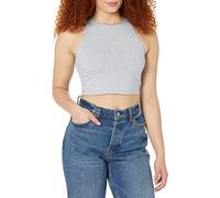 American Apparel Women's Cotton Spandex Sleeveless Crop Top Shirt, Heather Grey, Large