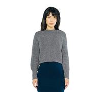 American Apparel Women's Cropped Fisherman Long Sleeve Pullover Sweater, Zebra, Large