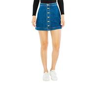 American Apparel Women's Denim Button Front A-Line Mini Skirt, Medium Wash