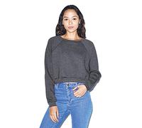 American Apparel Women's Flex Fleece Raglan Cropped Long Sleeve Sweatshirt, Dark Heather Grey, Medium