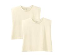 American Apparel Women's Heavyweight Cotton, Boxy, Cropped, and Garment Dyed Muscle T-Shirt, Style G307GD, 2-Pack, Faded Cream (2-Pack), M